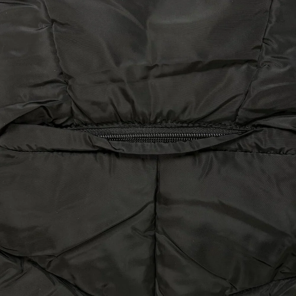 Steve Madden XS Women Pillow Collar Long Puffer Chevron Winter Coat Jacket Black